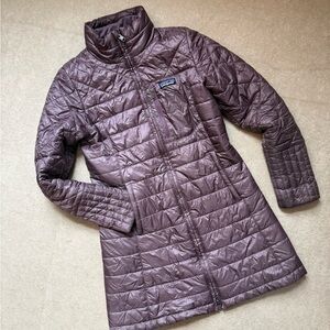 Patagonia Nano Puff Long Coat Jacket Purple Women’s Small Packable Insulated